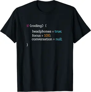 Programmer Coder Funny Coding Headphones Focus Conversation T-Shirt - Luismrid Shop 46B092NDP2TW