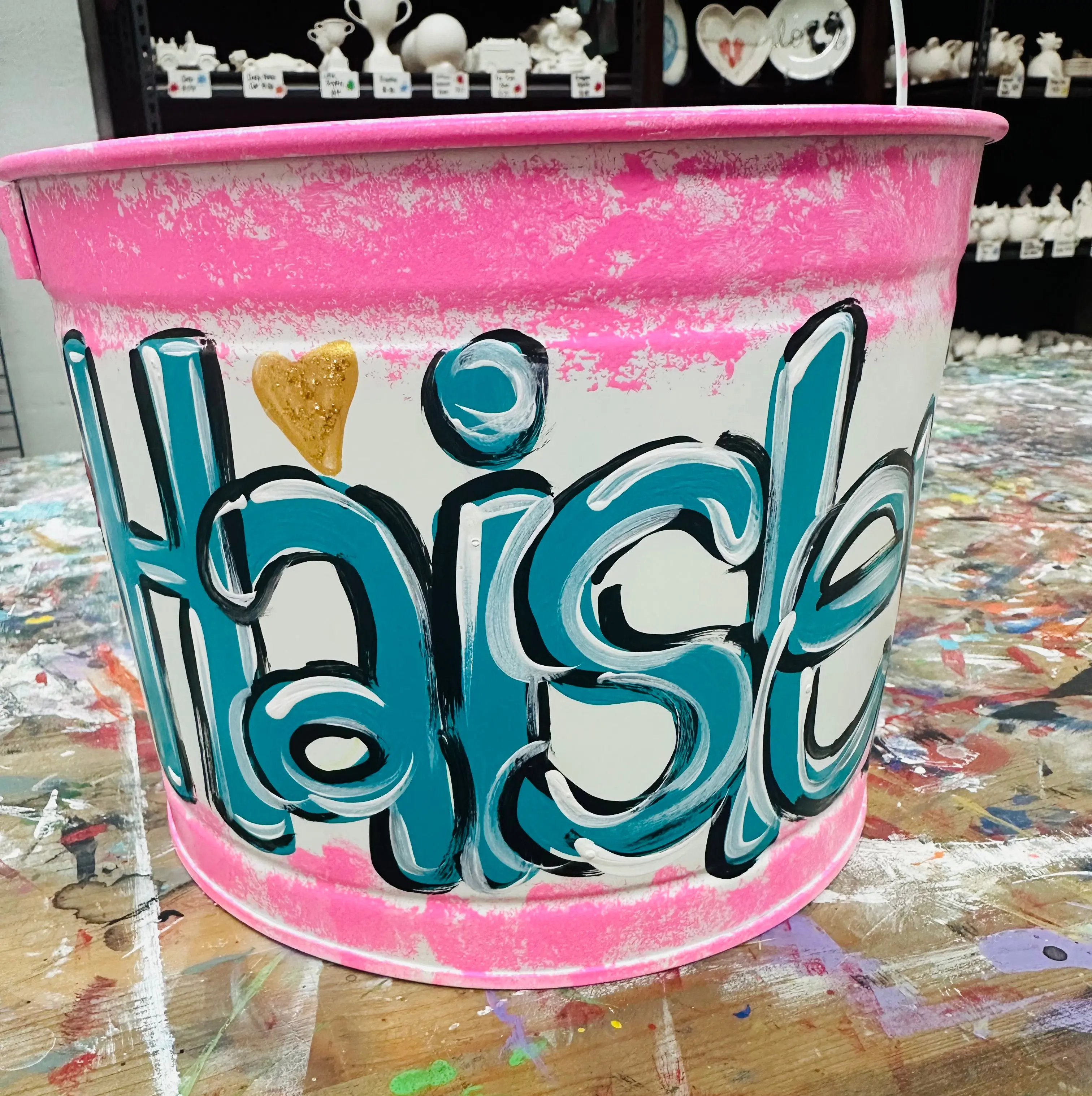 Personalized Painted Valentine Bucket