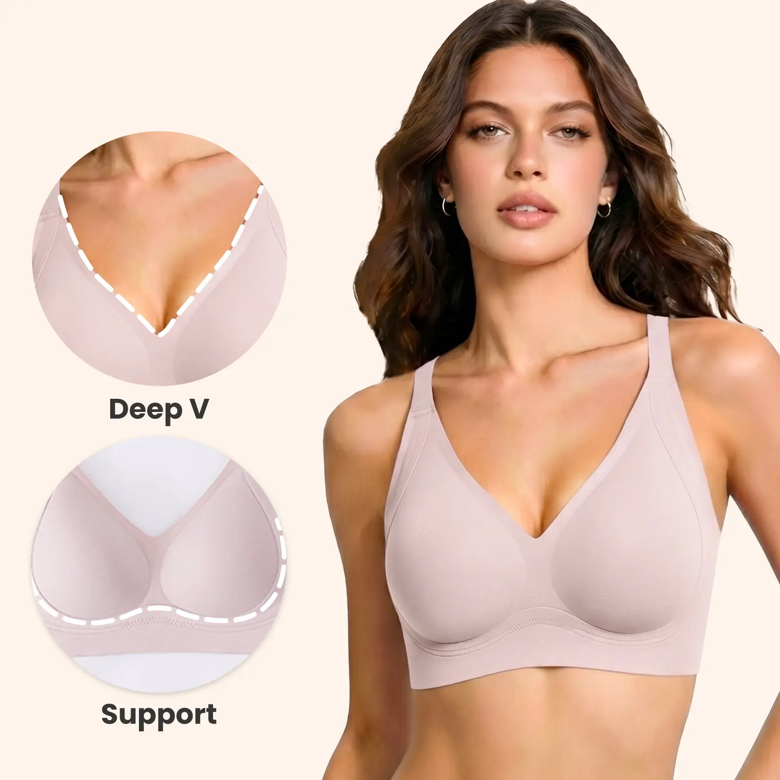 Wireless Seamless Sculpt Support Bra for Curvy & Large Bust Women, Back-Smoothing Design, Stable All-Day Bust Lift, Soft Breathable T-Shirt Everyday Underwear Womenswear Basic