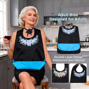 Adult Waterproof Bib for Eating, Elderly Feeding Bib, Anti-Slobbering Apron, Senior Dining Bib, Water-Resistant Meal Bib