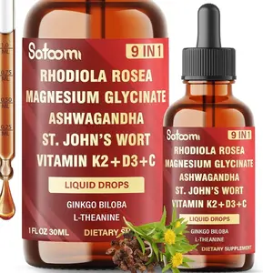 Satoomi 9in1 Rhodiola Rosea Tincture w/Ashwagandha Root Magnesium, L-Theanine. Ultra Strength Rhodiola Cortisol Supplement, Rhodiola Root Extract - 1 FL Oz - 2 Month Supply