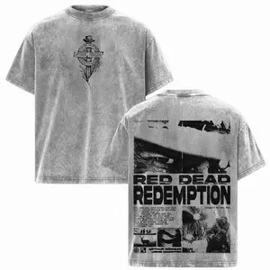 Arthur Morgan Red Dead Redemption 2 Washed Shirt Vintage Retro Oversized Heavyweight Cotton Streetwear Game Graphic Tee Menswear Top Dress Love NQD 1QH