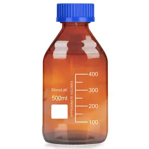 Amber Media Storage Bottles with GL45 Blue Screw Cap, 250-2000 ml