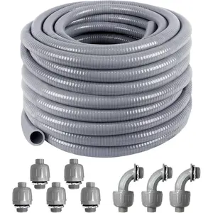 1 inch 100 Ft Electrical Conduit Kit,Liquid-Tight Conduit and Connector Kit with 5 Straight and 3 Angle Fittings Included,Flexible Non - Metallic Liquid Tight Electrical Conduit(1" Dia,100 ft)