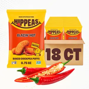 Blazin' Hot Baked Chickpea Puffs - Gluten Free Snacks, Dairy Free, Vegan, Crunchy, Nutritious, Baked Plant Protein Snack, Non-GMO, Kosher Crispy Healthy Snacking Fiber