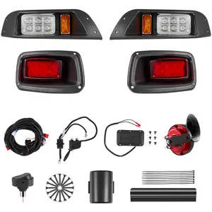 VEVOR Golf Cart Light Kit,  12 Volt, Street Legal LED Headlight and Tail Light Kit with Wiring Harness, Turn Signals, Hazard Light, Switch Horn, Brake Pad, Zip Ties, ABS Housing, for EZGO TXT 1996-2013