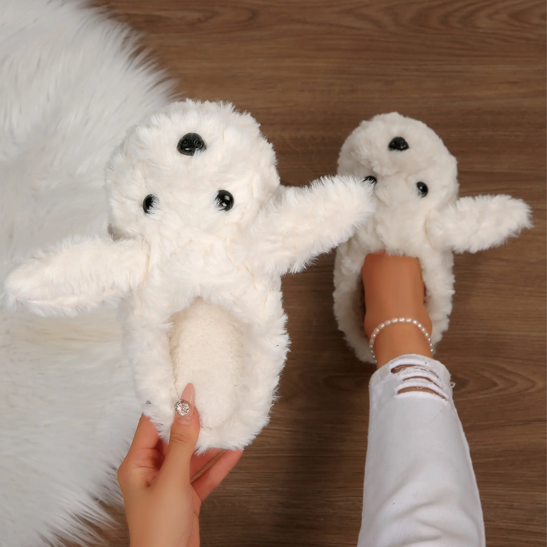 Women's Super Cute Puppy - Look Furry Slippers Shoes Great for Both Indoor Outdoor Lounging and Quick Outdoor Walks