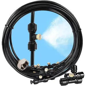 Misting Cooling System,26FT (8M) Misting Line+8 Mist Nozzles+3/4" Brass Adapter,Outdoor Mister for Outside Patio, Backyard Mist Kit for Garden Pool Porch Trampoline Greenhouse