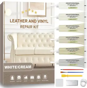 Cream Leather Repair Kit for Furniture, Leather & Vinyl Repair kit for  Interior, Couches,  Seat, Jacket, Sofa, Boat or and Purse, Restores Faux, Artificial, Genuine Pleather