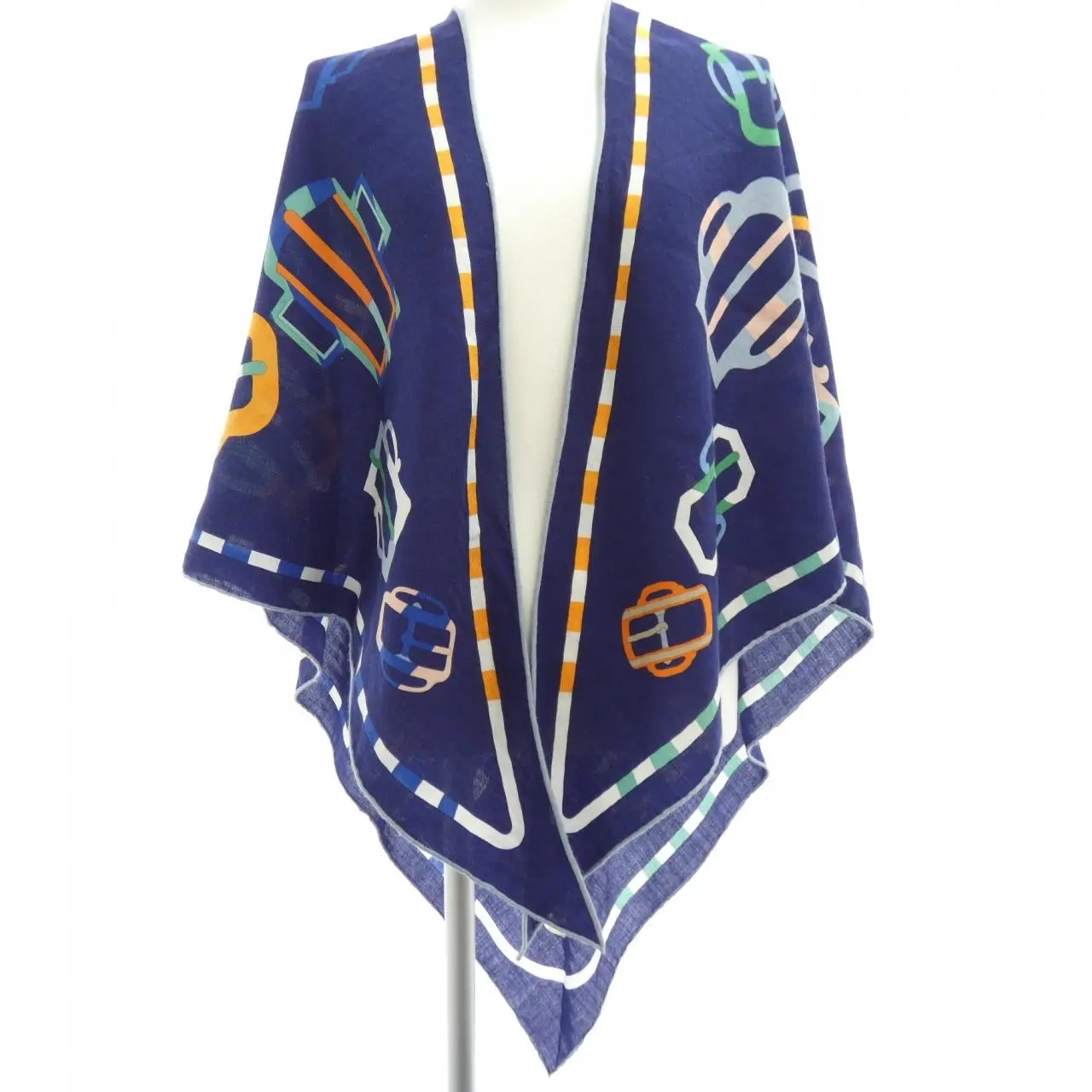 Pre-owned HERMÈS Silk Small Leather Goods Hermes BOUCLERIE MODERNE EN CASAQUES cashmere large triangle shawl