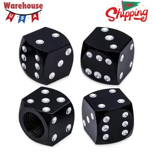 4PCS Dice Style Tire Valve Stem Caps, with O Rubber Ring