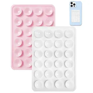 Strong Adhesion Holder Hands Free for Selfies and Videos  (Black+white or pink+white) Smartphone Stand hands-free accessory，2 Pack Silicone Suction Phone Case Adhesive Mount, Hands-Free Holder