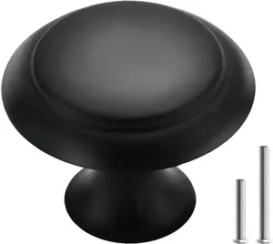 10 count Cabinet Knobs for Dresser Drawers1.2 Inch  and Elegant Matte Black Round Cabinet KnobsModern Single Hole Single Zinc Alloy HandleDrawer PullsDresser Door Knobs