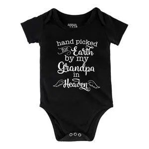 Funny Baby Babysuit Hand Picked For Earth By My Great Grandma In Heaven 1 Letter Print Baby Short Sleeve Onesies Romper For Infant, Newborn Boys Girls Soft Casual Outfit ，Outdoor Baby Bodysuits