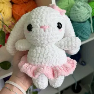 Handmade Crochet Bunny with Skirt and Flower