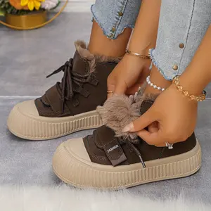 2025 New Women's Fleece-Lined Thick Snow Boots, Autumn/Winter Winter Shoes, Thick-Soled Shoes Casual Footwear