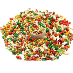 Christmastime Treasures - Christmas Themed Sprinkle Mix - Features Snowflake Quins, Santa Boot Quins, Red, Silver, and Green Pearls and More