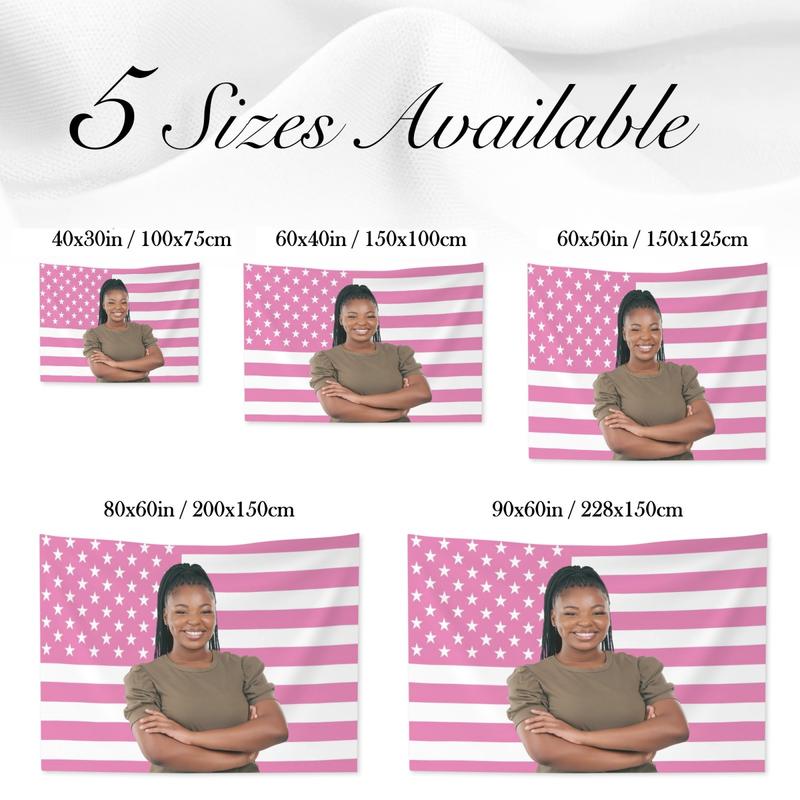BARLEY ONE Click “Shop Chat”, Send Photos, Custom Pink America Flag Tapestry, Personalized Flags Design Your Image,  Funny Tapestry Poster, for Decorating, Clubs, Concerts, Bars, University Dormitories, Living Rooms, Bedrooms, Customized Gifts