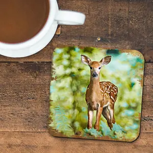 Nature Wonders 95290C-S4 4 x 4 in. Forest Deer Wooden Cork Coasters Gift - Set of 4