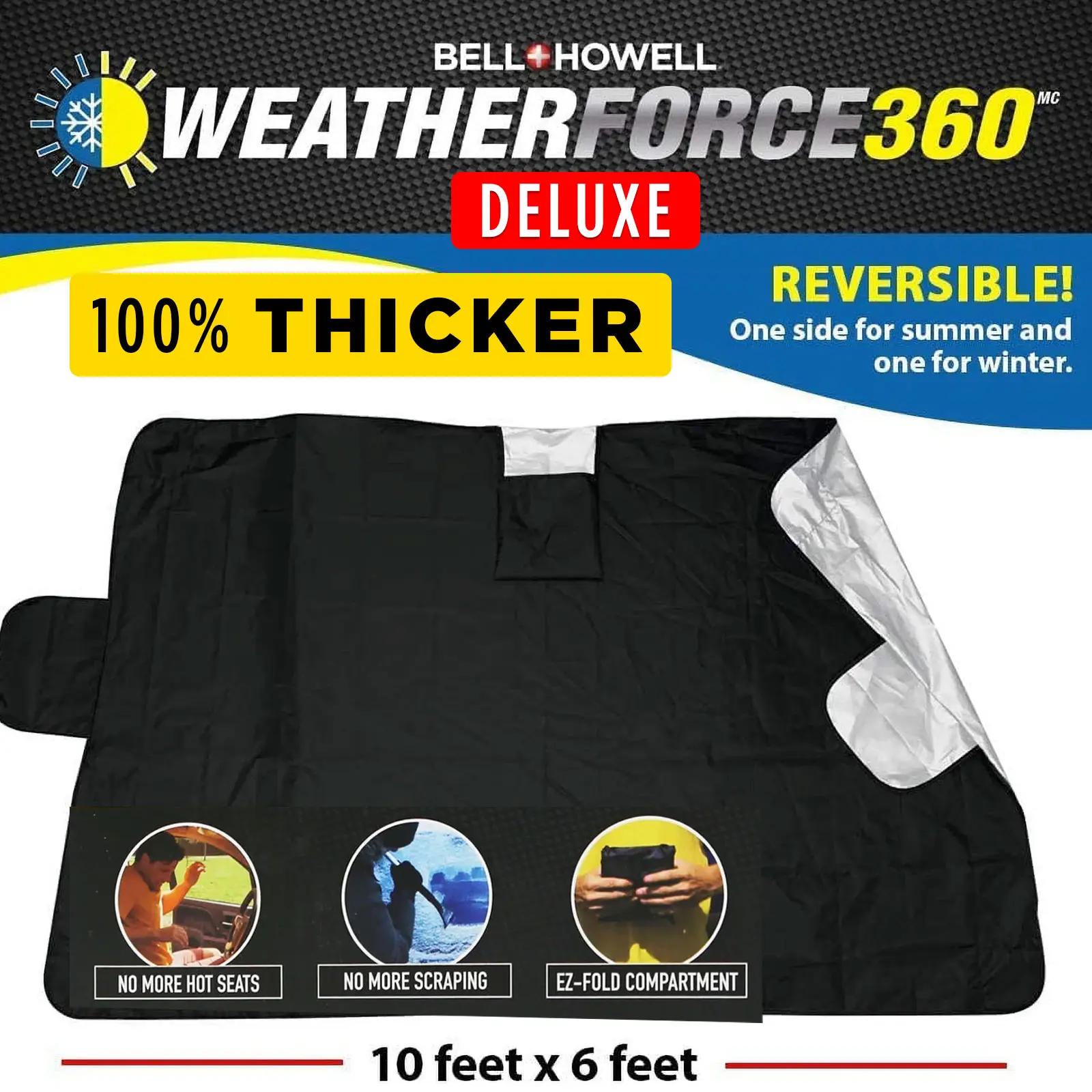 Weatherforce Windshield Protector – All-Season Cover for Automobiles – All-Weather Sunshade, Snow, Ice Car Cover & Reversible with Anti-Theft Panels