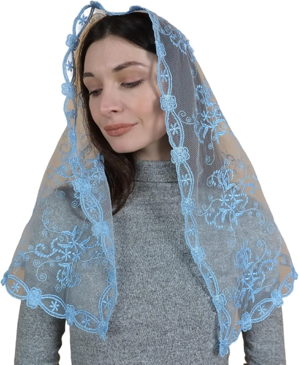 Catholic Mantilla Mass Infinity Veil - Church Lace Spanish Chapel Head Covering - Long