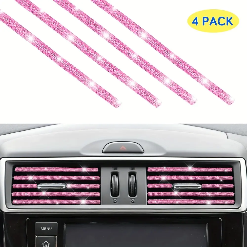 4 pieces of car vent trim, crystal air conditioning decorations, universal flexible strips, female interior accessories, Automotive Interior Accessories, Car Interior Decorative, Car Interior Accessory