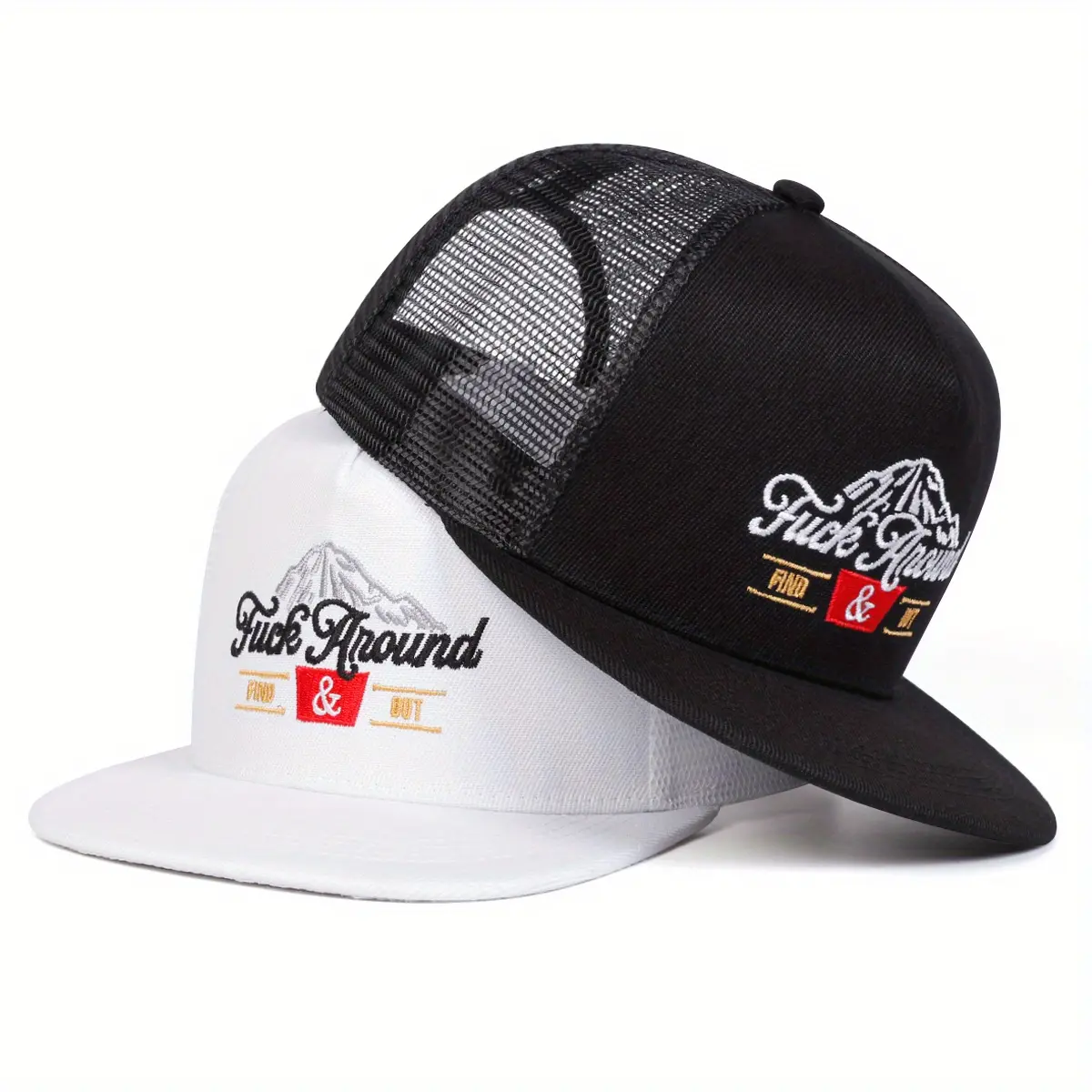 Unisex Letter Mountain Embroidered Hip Hop Hat Mesh Hat Outdoor Adjustable Sunscreen Leisure Hat Spring Autumn Travel Tourism Beach Vacation