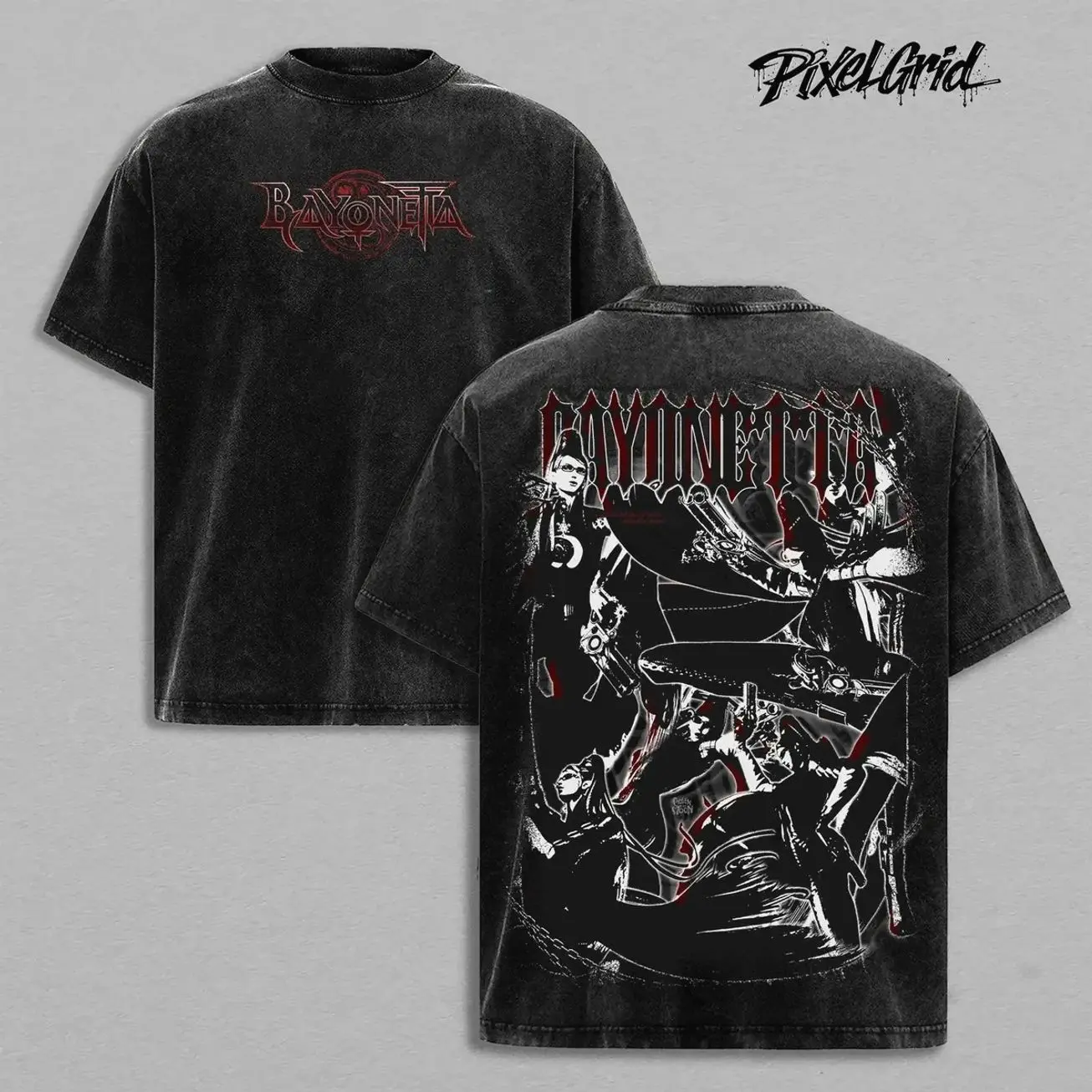 Bayonetta Umbra Witch, Dark Fantasy Gaming Apparel, Vintage Washed Graphic Tees, Gamer Streetwear Oversized Tee, Unisex Casual Gaming Shirt, PlatinumGames Character Fan Gift 1FN