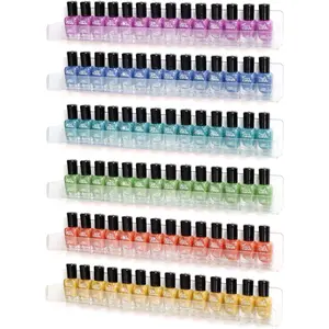 Acrylic Shelves Nail Polish Wall Mounted Holder Paint Organizer Storage Rack Clear 6 Pack Hanging Nail Polish Shelf Floating Wall Mount Hold up to 96 Bottles.