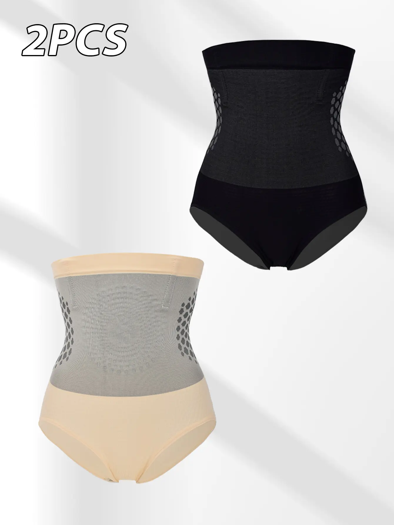 2 Pack High Waist Tummy Control Shapewear Panties, Seamless Butt Lifting Body Shaper Underwear, Stretch Slimming Waist Trainer Shaping Shorts for Daily Yoga Work Travel