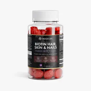 Triada Life Biotin Hair Skin & Nails Gummies with Collagen & Essential Vitamins for Thicker Hair Radiant Skin & Stronger Nails Daily Gummies US Passion Fruit Flavor 60 Gummies