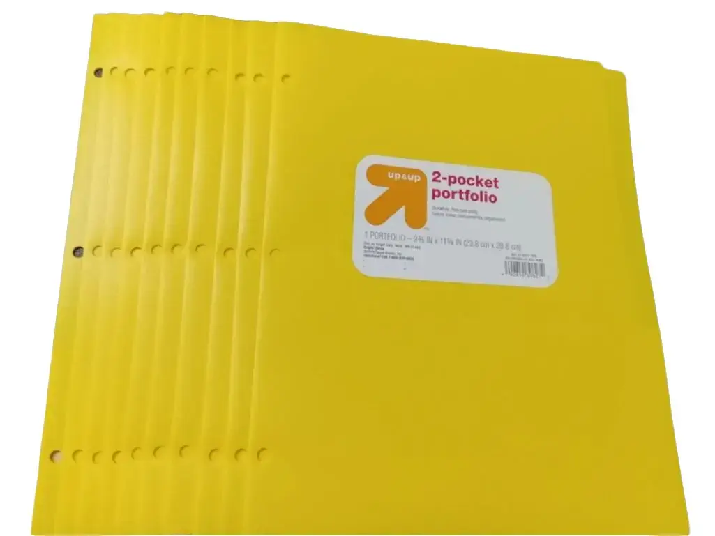 up&up 2-Pocket Portfolio Yellow Pack of 10