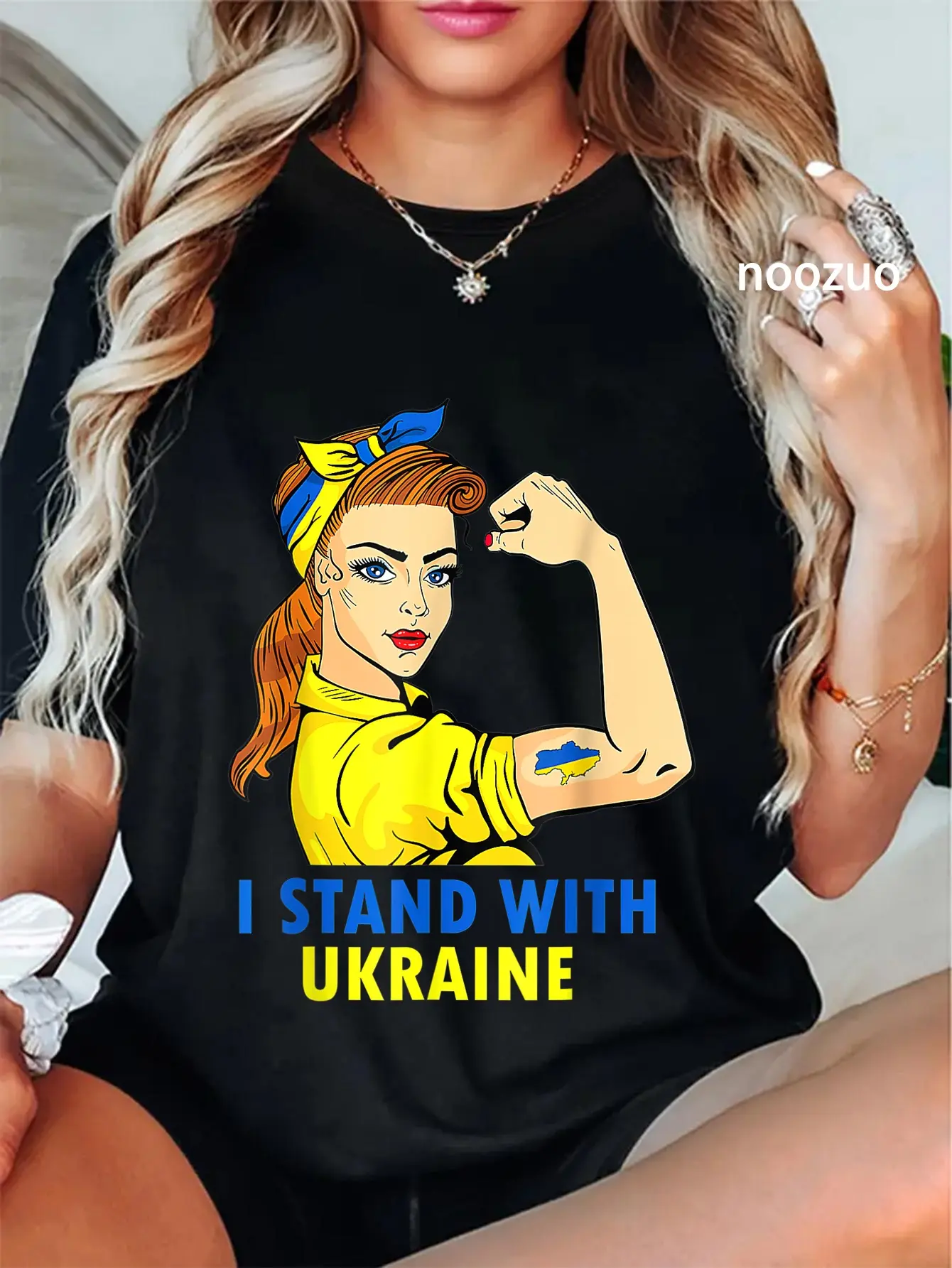 100% Cotton Unisex I Stand With Ukraine Strong Women Girls T-Shirt