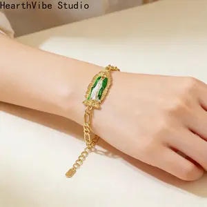 Fashion Simple Vintage Father Saint Jude Design Pendant bracelet, Stainless Steel Jewelry for Party, Daily Decor, Trendy All-Match & Exquisite Jewelry for Birthday Gift