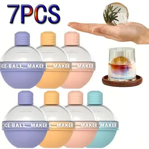 7-piece Reusable Silicone Bulb-shaped Ice Mold for Whiskey Slow-melting Bulb Design Color-coded Ice Shapes Ideal for Bars Parties and Drinks Cooling