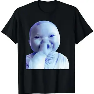 Funny AI Baby Holding Laugh Meme Trend T-Shirt