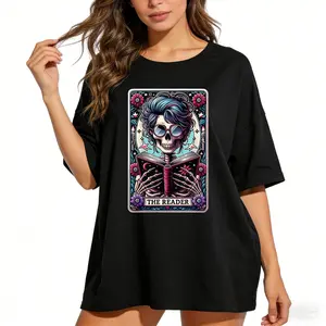 The Reader Tarot Card Shirt, Skeleton Reading Shirt, Unisex Tarot Card Shirt, Book Lover Gift, Bookish Gift, Tarot Lover Gift, Bookish Shirt