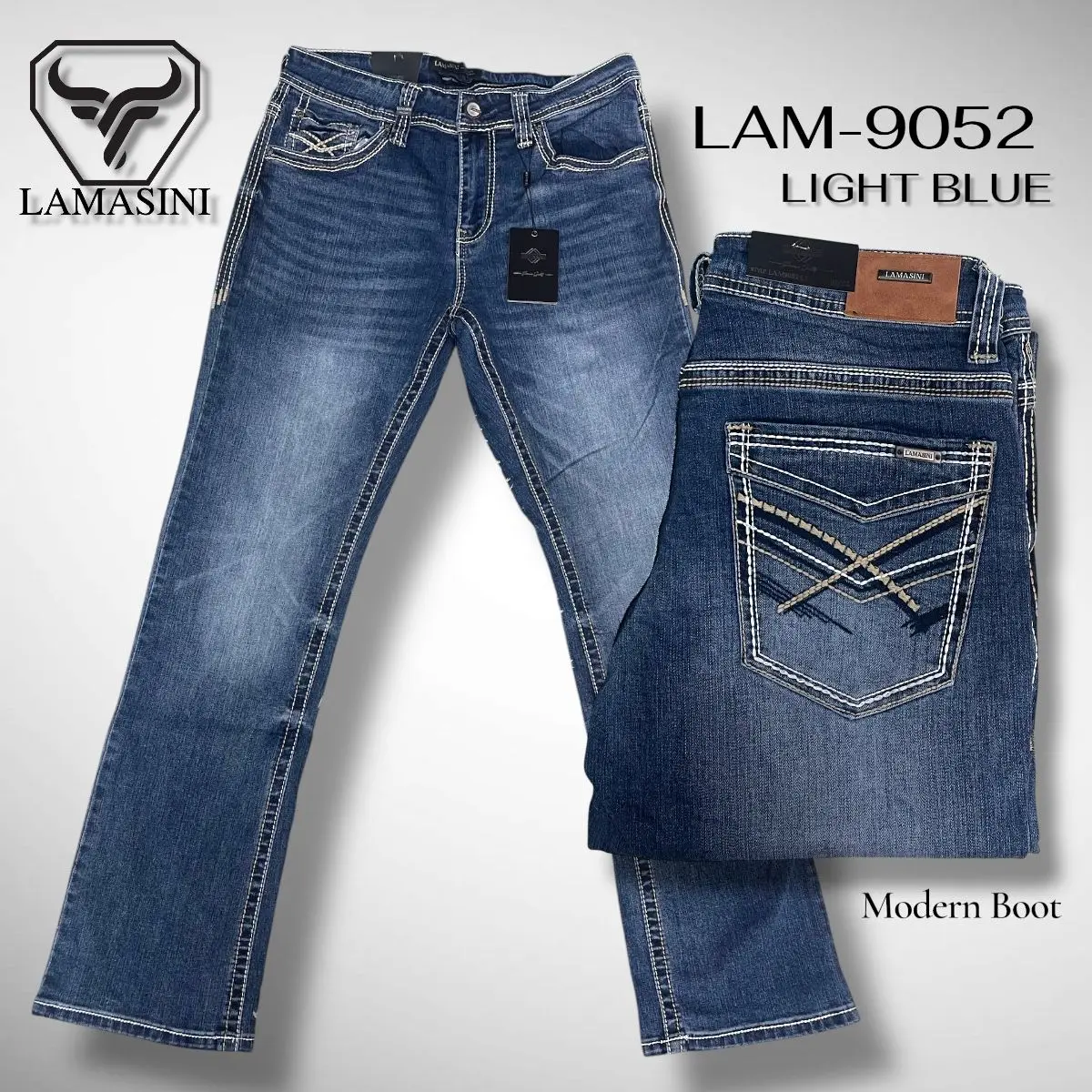 Men's Jean, Pantalón Vaquero de Mezclilla Strech LAM-9052LightBlue