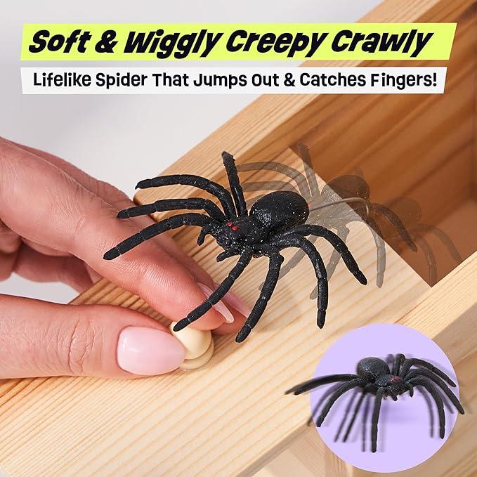 The Original Spider Prank Box- Funny Wooden Box Toy Spider Prank, Hilarious April Fools Day, or Birthday Surprise Toy and Gag Gift Practical Joke Bromas Kit