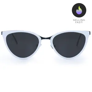 Miranda - White High Fashion Cat Eye Sunglasses with Classic Rubber Matte Finish & Luxe Metal Temples
