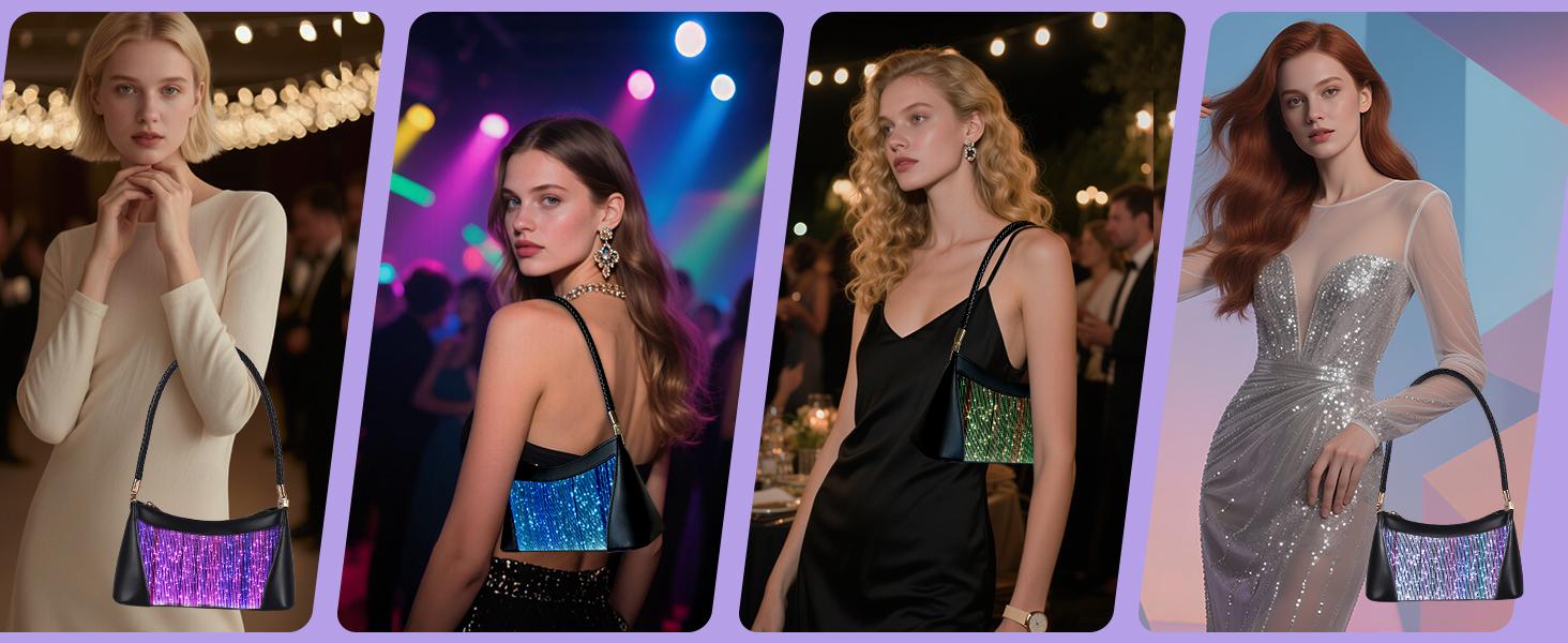 LUMISONATA Light Up Shoulder Bag for Women, LED Fiber Optic Crossbody Purse with seven Colors & four Modes, Glow in The Dark Party Handbag for Club Rave Festival