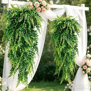 4Pcs UV Resistant Artificial Hanging Boston Fern Plants | Fake Ivy Greenery | Realistic Faux Hanging Plants | No Maintenance Indoor Outdoor Wall Room Wedding Courtyard Porch Home Garden Decor