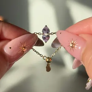 You & Me Heart 14K Gold Plated Chain Ring