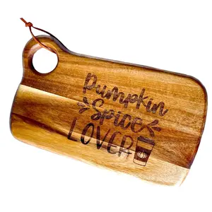 Pumpkin Spice Lover Acacia Wood Bread Board, chopping board with handle