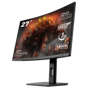 New 27" 180Hz QHD Curved Gaming Monitor, Fast IPS, 0.5ms, FreeSync, HDR10, 108% sRGB, 2x HDMI 2.0 & DP 1.4, VESA Mount