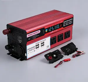 Portable 5000W Vehicle Power Inverter DC 12V Input 110V AC Output with Cooling Fan for Car RV Outdoor Family Trips