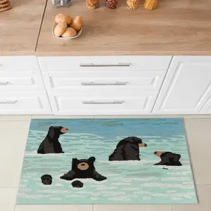 Lush Decor FRONTPORCH Indoor/Outdoor Hand Tufted Durable Area Rug - Transitional Lodge Nature Decorative  (Bathing Bears)
