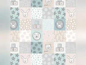 Bella Bunny & Bear | 3-inch Nursery Squares Blue by Lewis & Irene | A647.2