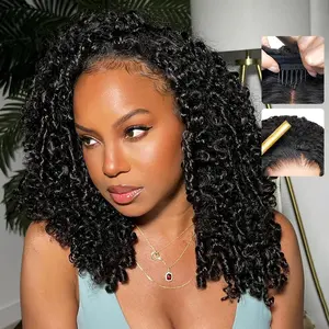 Burmese Curly Half Wig Human Hair 16 Inch 180% Density Wear and Go Glueless Wig with Drawstring Spiral Curly Ends 3 in 1 Flip Over Headband Wig Beginner Friendly for Black Women