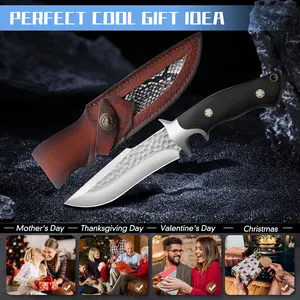 A handcrafted high-end knife with a fixed blade, easy to carry and sharp, featuring a tightly connected handle. Suitable for knives used in kitchens, restaurants, and barbecues, making it an ideal holiday gift choice.